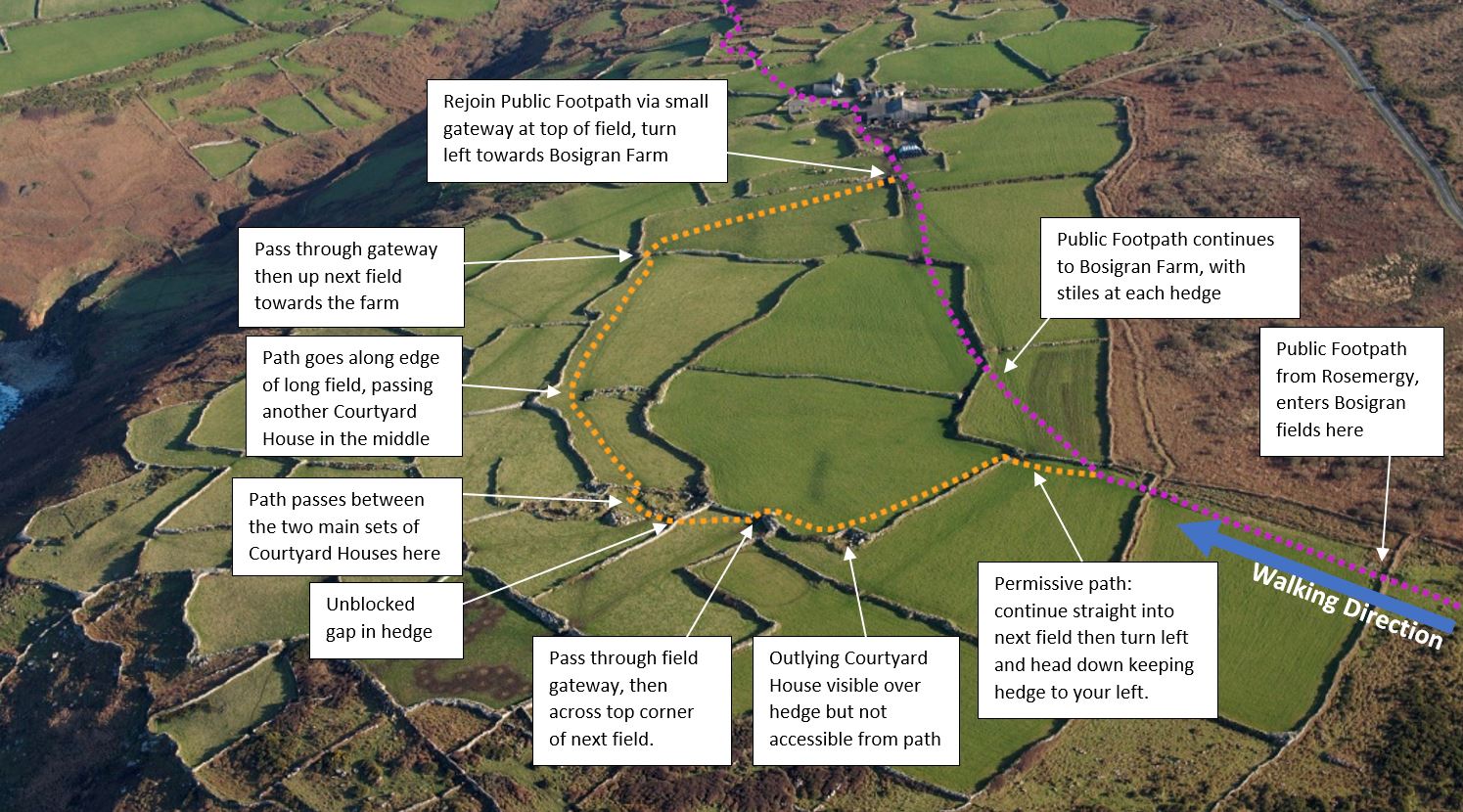 Bosigran path annotated photo map