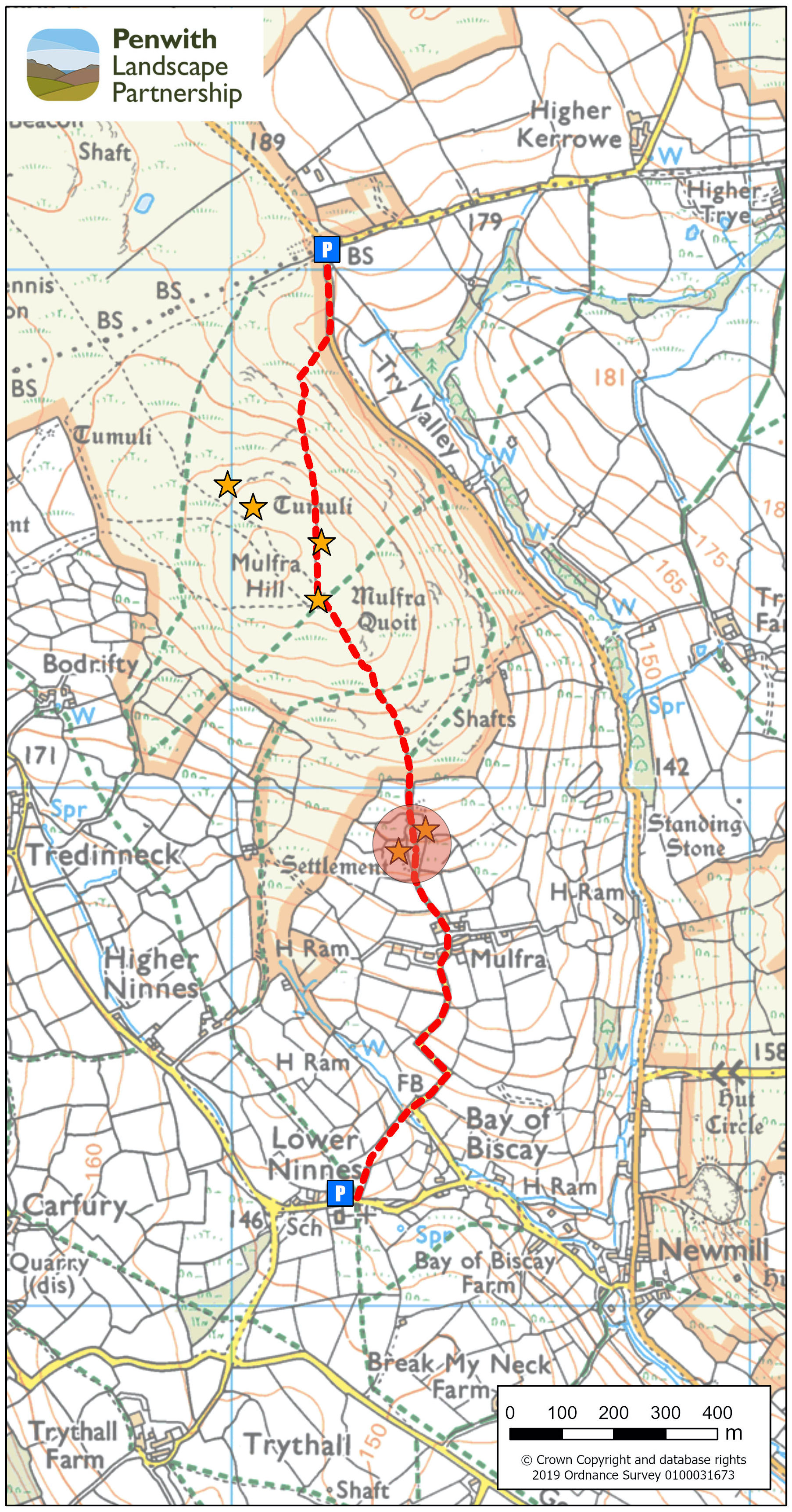 Map showing how to get to Mulfra Vean settlement