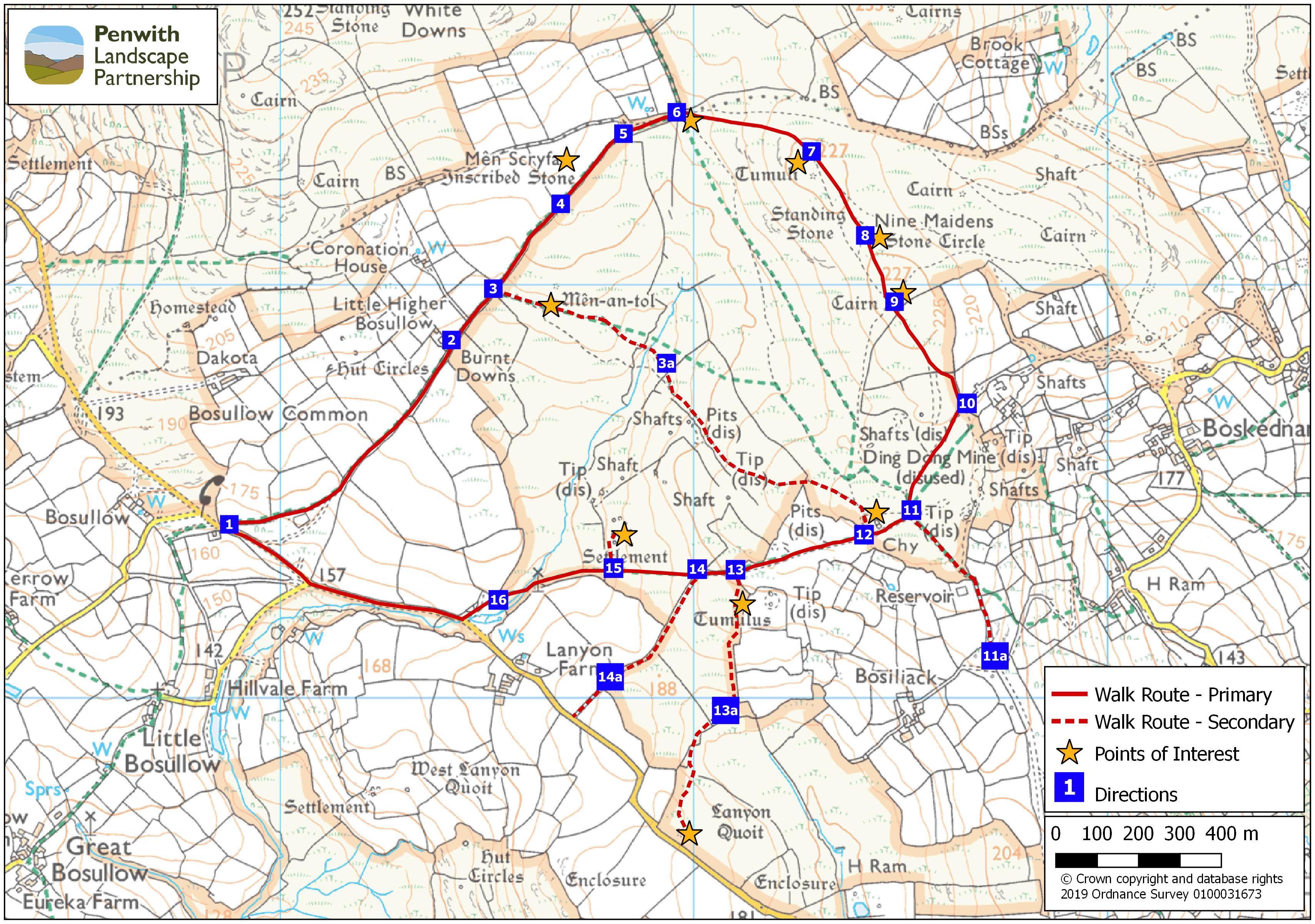 Trail guide map - Men-an-Tol circular