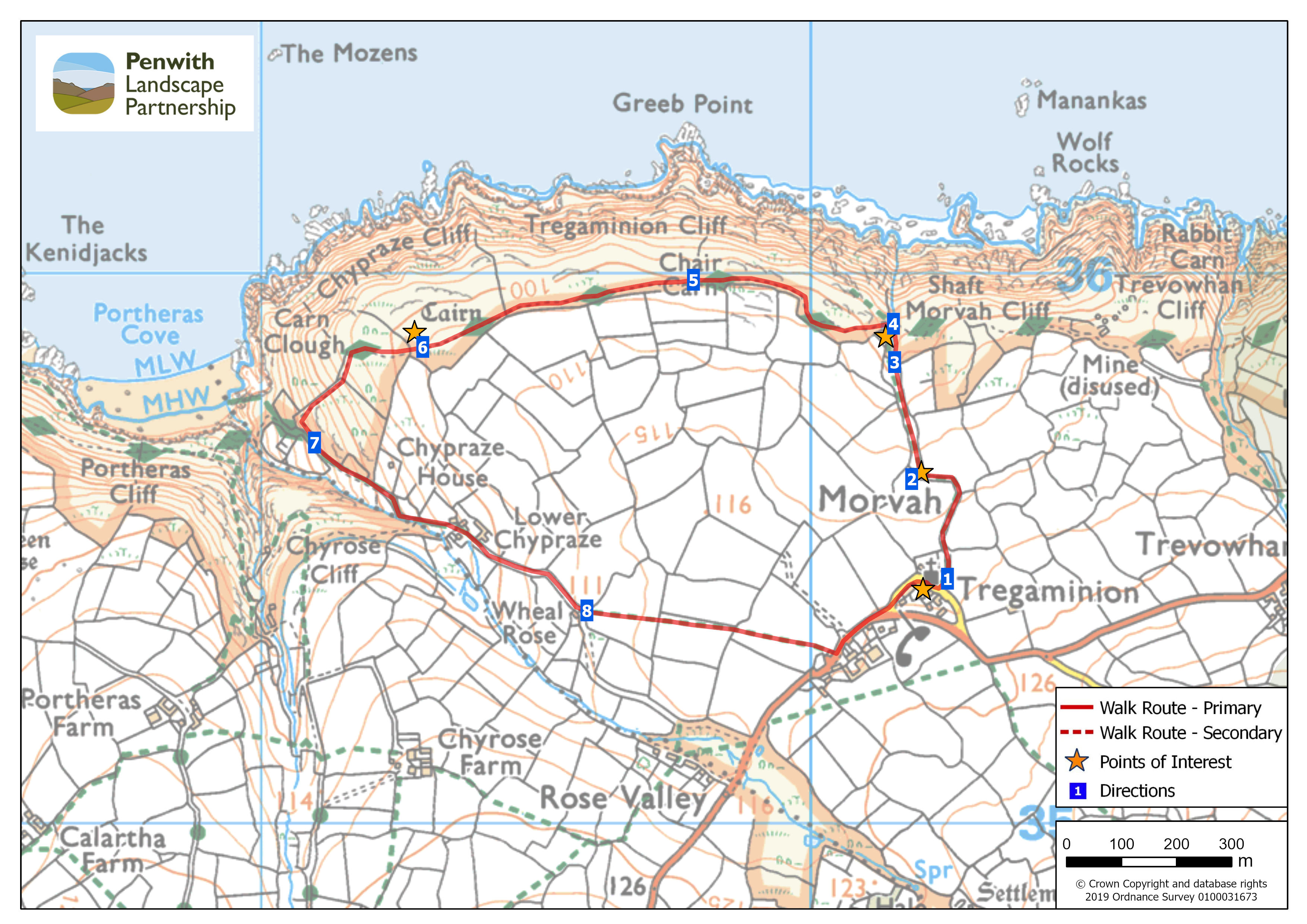 Trail guide map - Morvah, Tregaminion and Chypraze