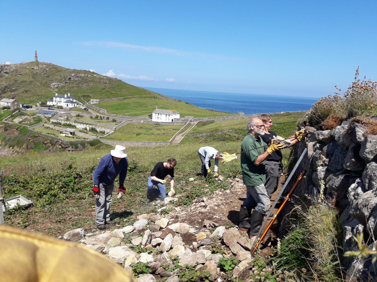 Cornish Hedging at Cape Cornwall with Kerdroya