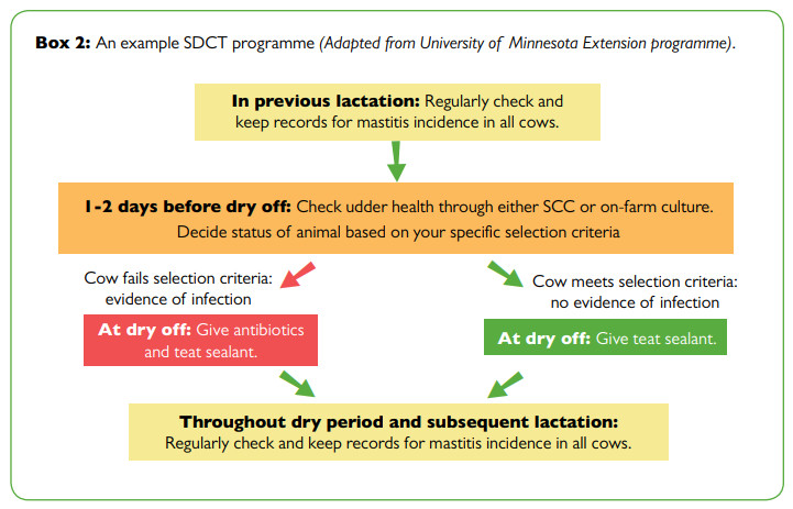 Flow chart for selective dry cow therapy