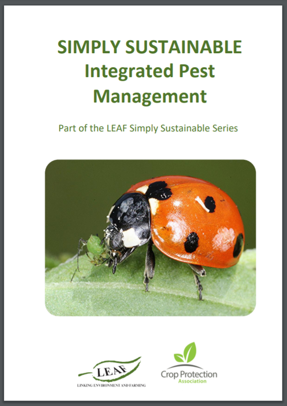 Simply Sustainable Integrated Pest Management leaflet cover with photo of a ladybird