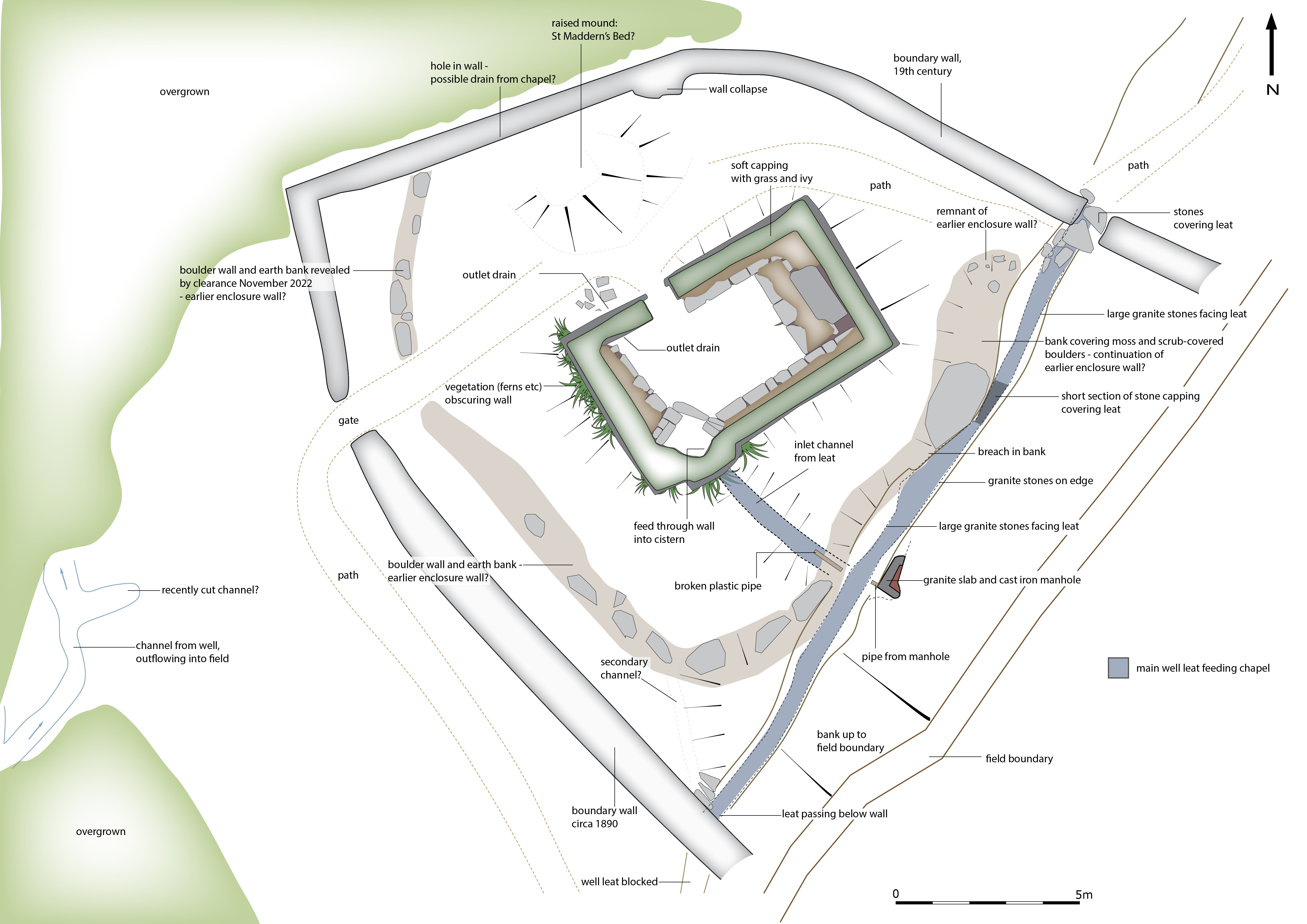 Drawing of Madron Chapel enclosure