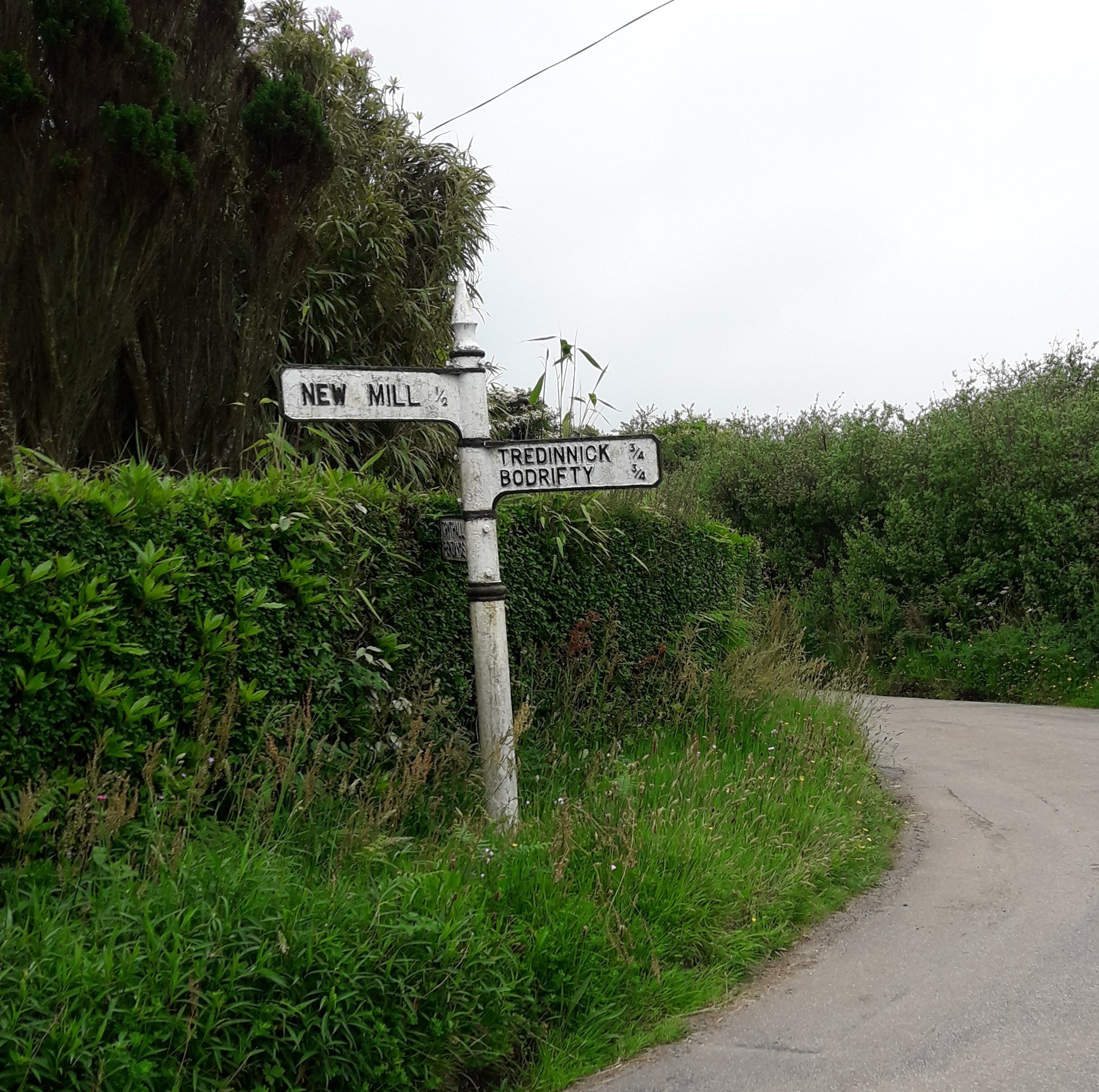 Newmill and Tredinnick signpost